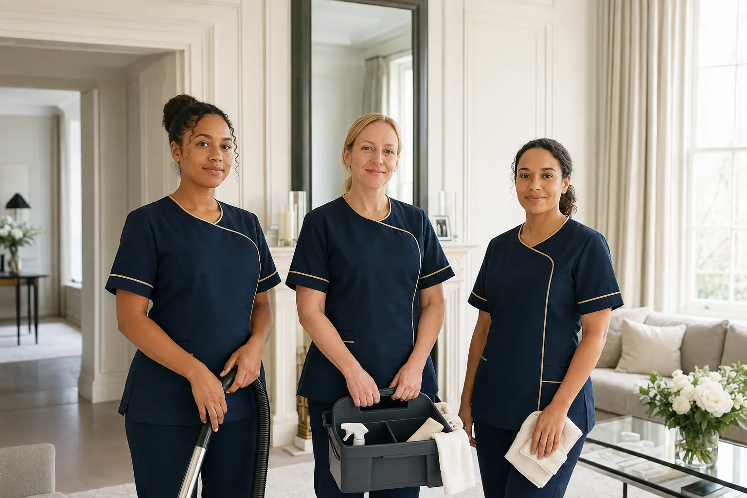 Halls Elite cleaning professional in a bright property