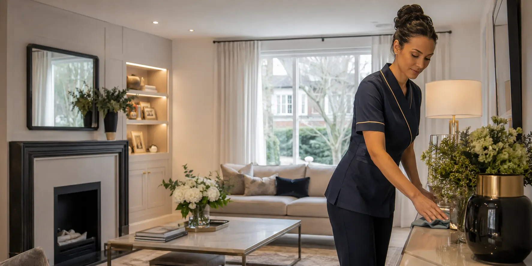 Professional cleaning service in a polished interior